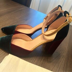 JCrew Velvet Colorblock Heels Size 8 1/2 New in Box